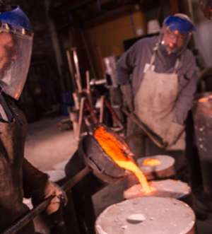 Face shields and heavy leather are must haves when working around molten metal. 